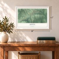 Ruffin, North Carolina map, 12 x 18 inch print in a white frame in an entryway