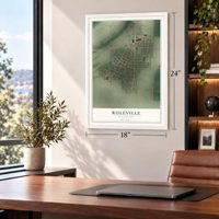 Ruleville, Mississippi map, 18 x 24 inch print in a white frame in a home office
