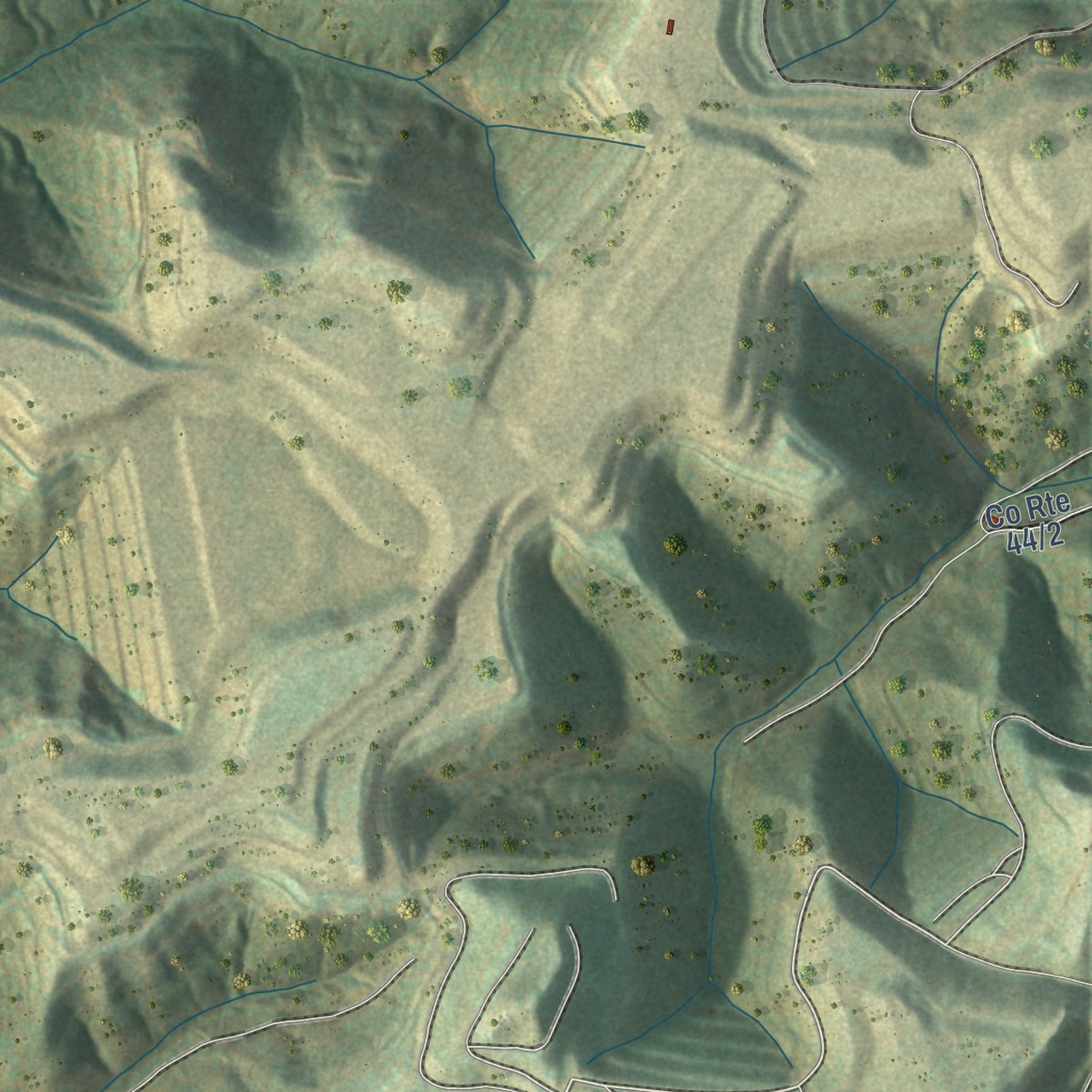 Second close-up of the map of Rumble, West Virginia print showing more streets and buildings