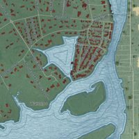 Second close-up of the map of Rumson, New Jersey print showing more streets and buildings