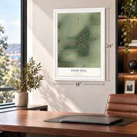 Rush Hill, Missouri map, 18 x 24 inch print in a white frame in a home office