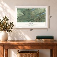 Rush, Schuylkill County, Pennsylvania map, 12 x 18 inch print in a white frame in an entryway