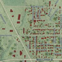 Second close-up of the map of Rushville, Illinois print showing more streets and buildings