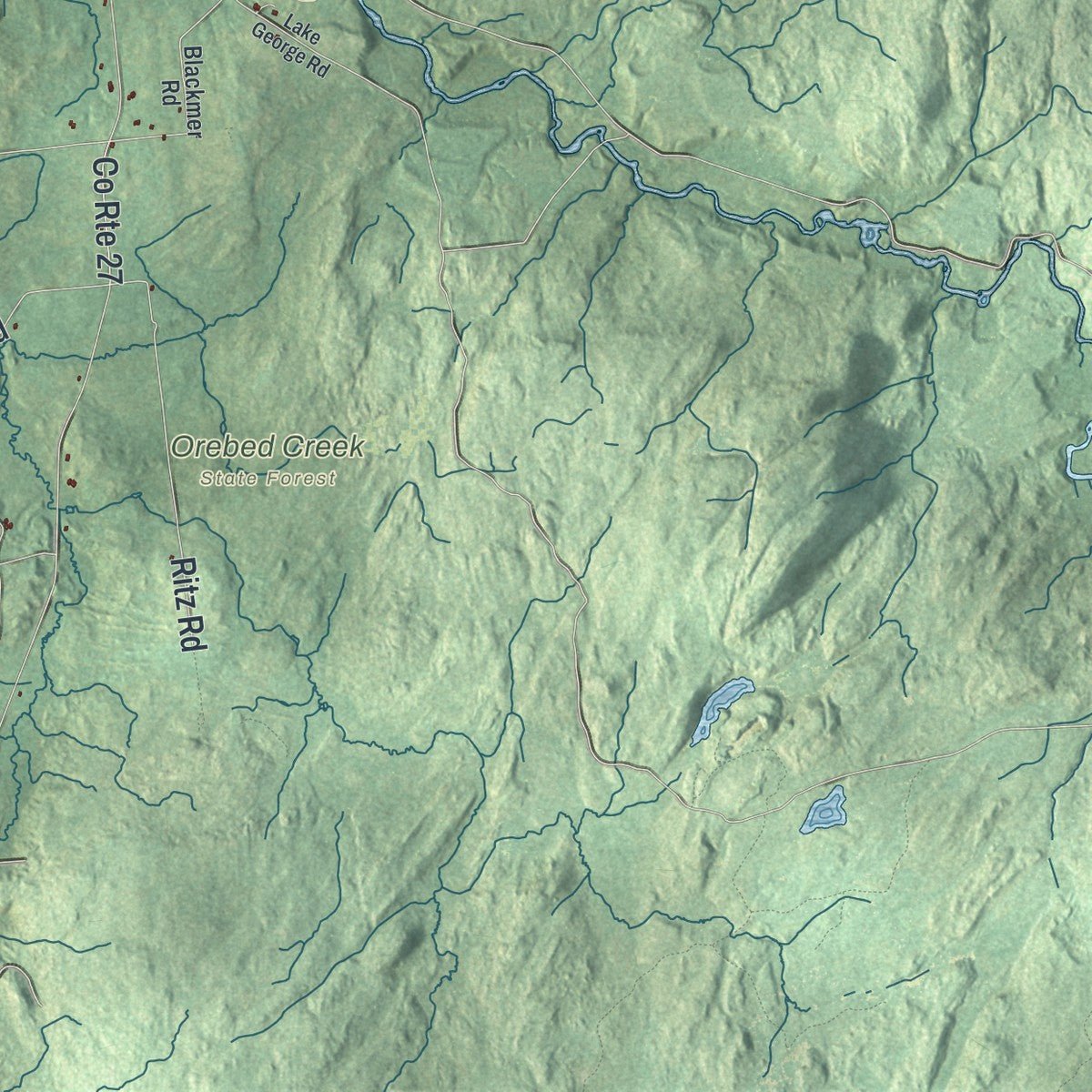 Second close-up of the map of Russell, New York print showing more streets and buildings