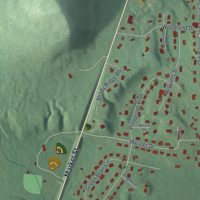Second close-up of the map of Russell, Pennsylvania print showing more streets and buildings