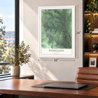 Russellton, Pennsylvania map, 18 x 24 inch print in a white frame in a home office