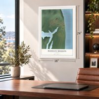 Russian Mission, Alaska map, 18 x 24 inch print in a white frame in a home office