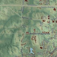 Second close-up of the map of Ruston, Louisiana print showing more streets and buildings