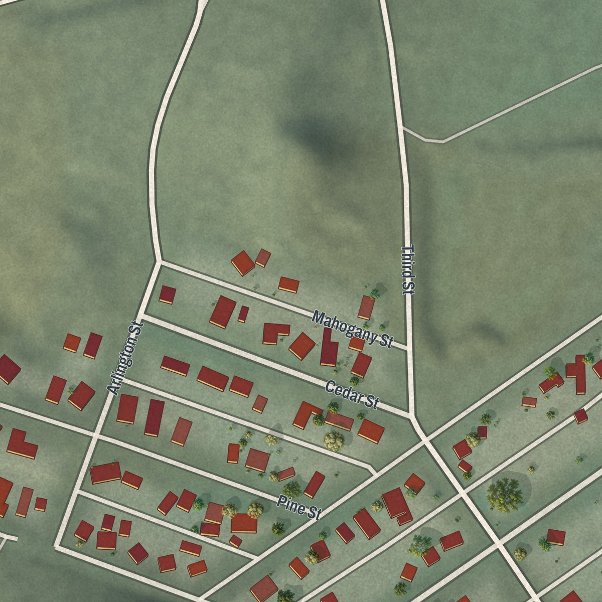 Second close-up of the map of Ruth, Nevada print showing more streets and buildings