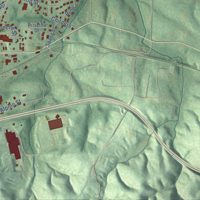 Second close-up of the map of Rutherford College, North Carolina print showing more streets and buildings