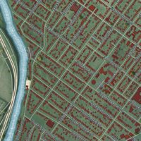 Second close-up of the map of Rutherford, New Jersey print showing more streets and buildings