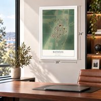 Ruthton, Minnesota map, 18 x 24 inch print in a white frame in a home office