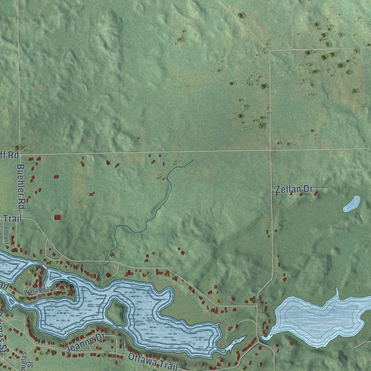 Second close-up of the map of Rutland, Michigan print showing more streets and buildings