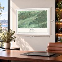 Ryan, Pennsylvania map, 18 x 24 inch print in a white frame in a home office