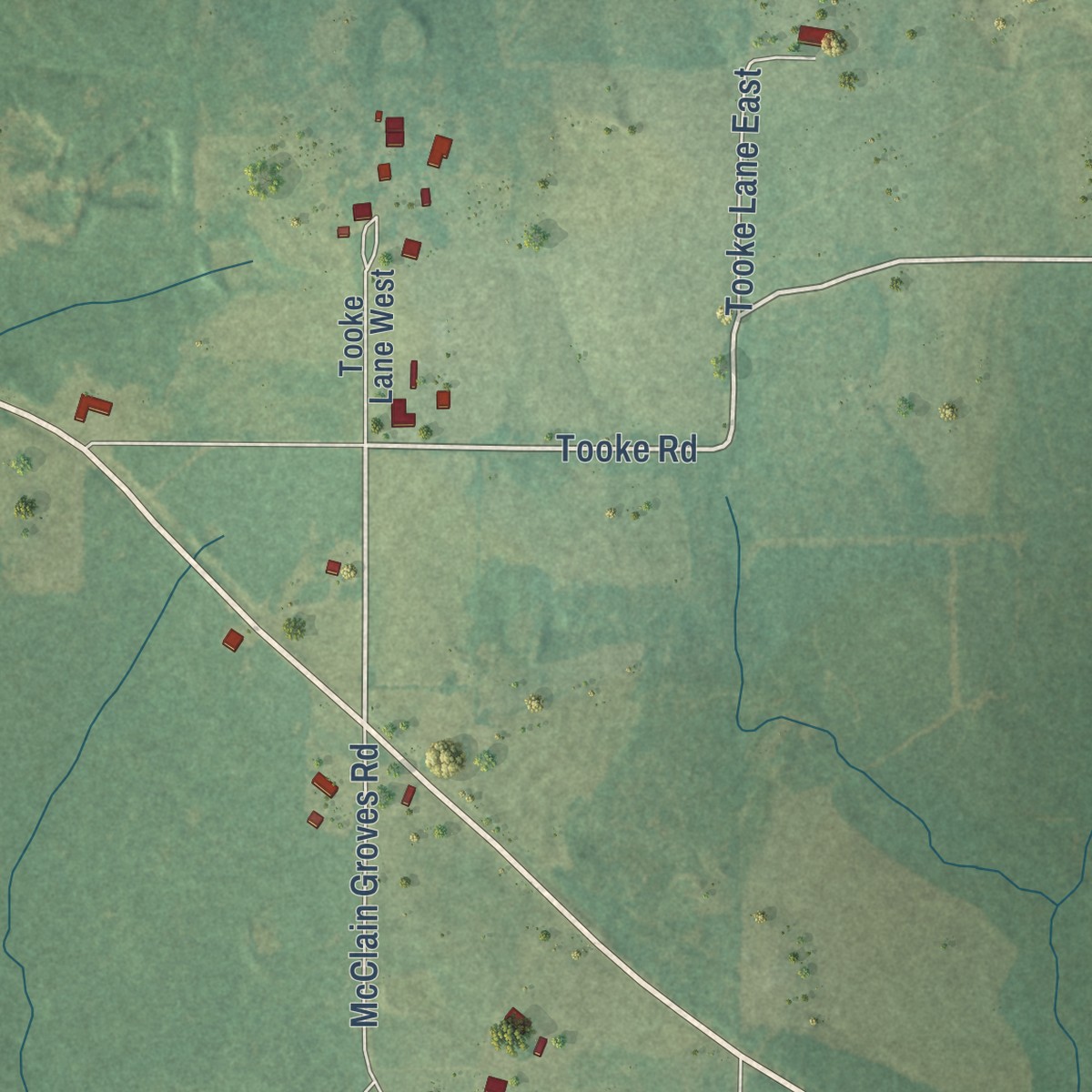 Second close-up of the map of Rye, Arkansas print showing more streets and buildings