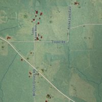 Second close-up of the map of Rye, Arkansas print showing more streets and buildings