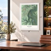 Ryland, Kentucky map, 18 x 24 inch print in a white frame in a home office