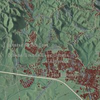 Second close-up of the map of Sabana Grande, Puerto Rico print showing more streets and buildings