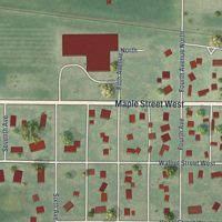 Second close-up of the map of Sacred Heart, Minnesota print showing more streets and buildings