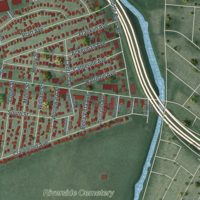 Second close-up of the map of Saddle Brook, New Jersey print showing more streets and buildings