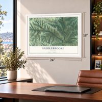 Saddlebrooke, Missouri map, 18 x 24 inch print in a white frame in a home office