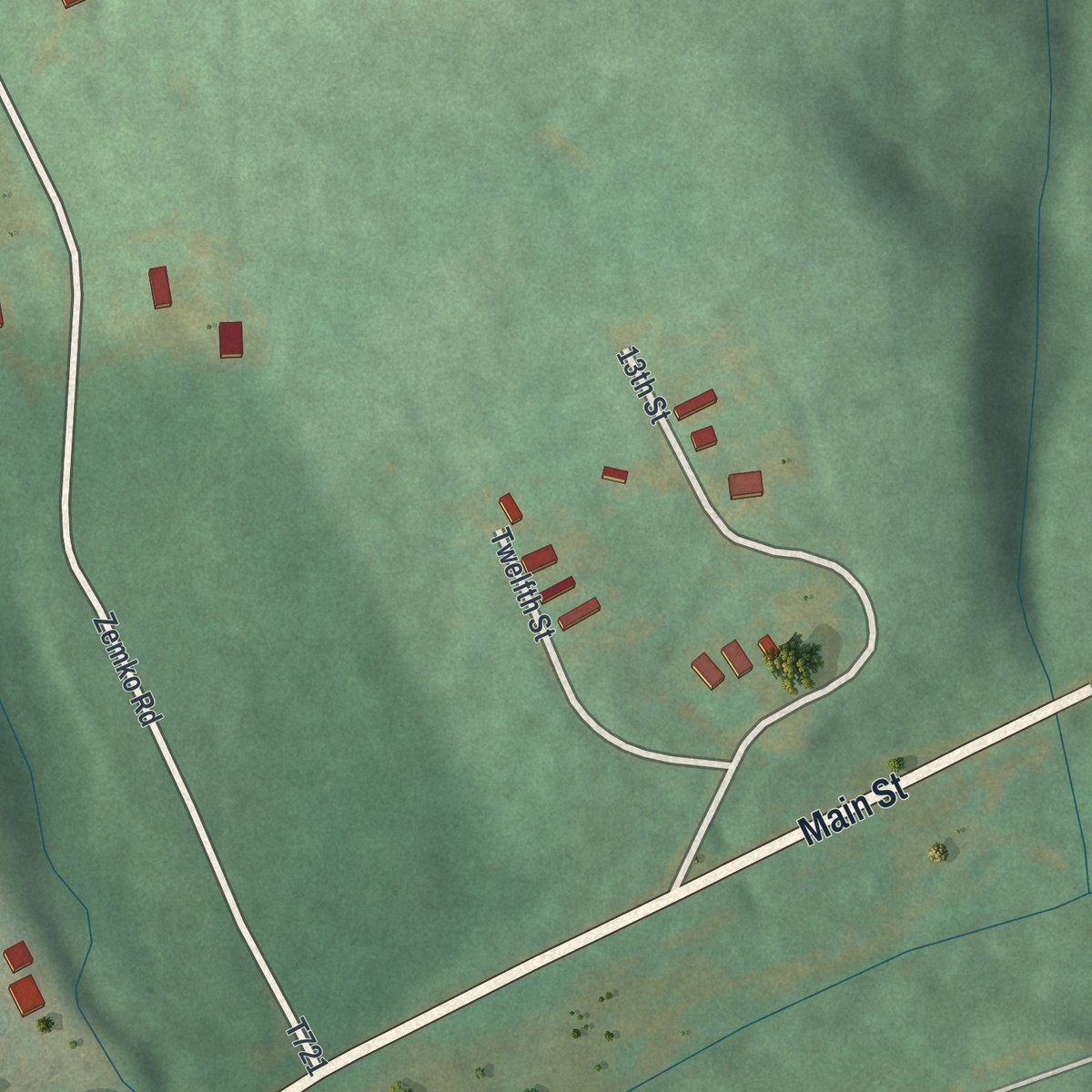 Second close-up of the map of Sagamore, Pennsylvania print showing more streets and buildings