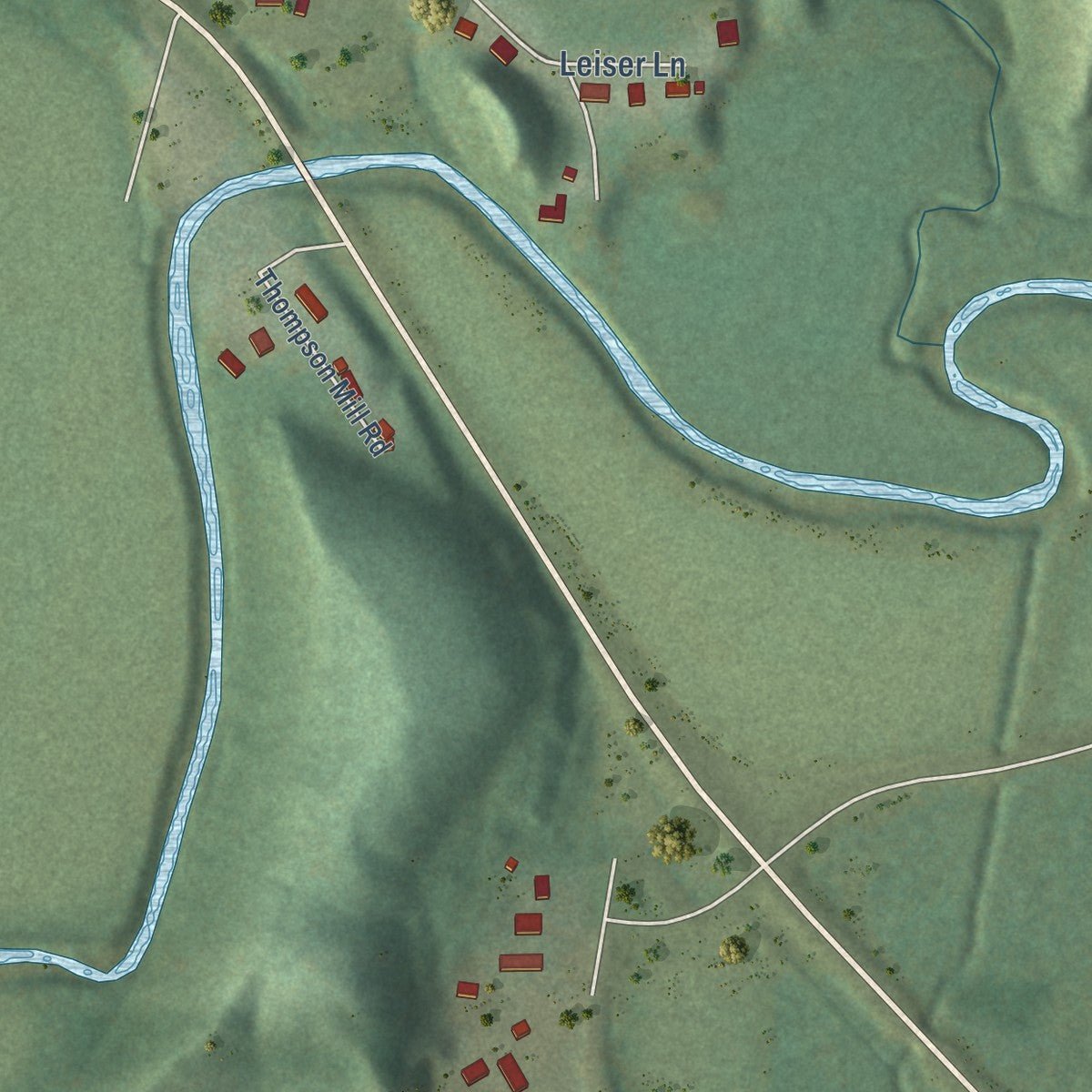 Second close-up of the map of Sageville, Iowa print showing more streets and buildings