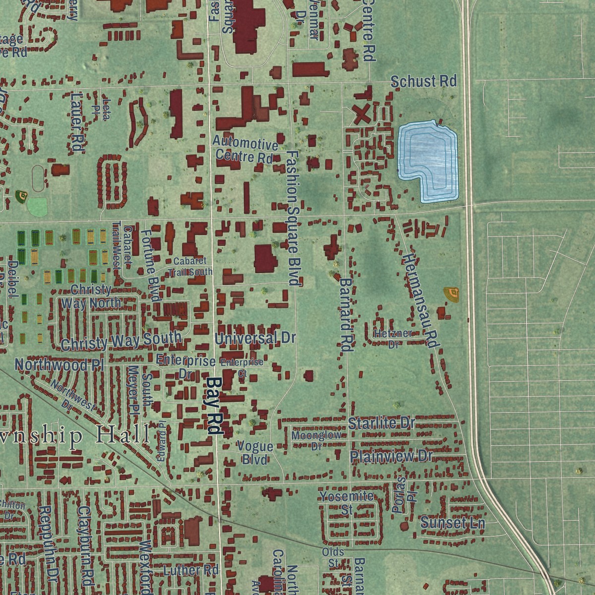 Second close-up of the map of Saginaw, Saginaw County, Michigan print showing more streets and buildings