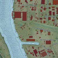 Second close-up of the map of Saint Johns, Oregon print showing more streets and buildings