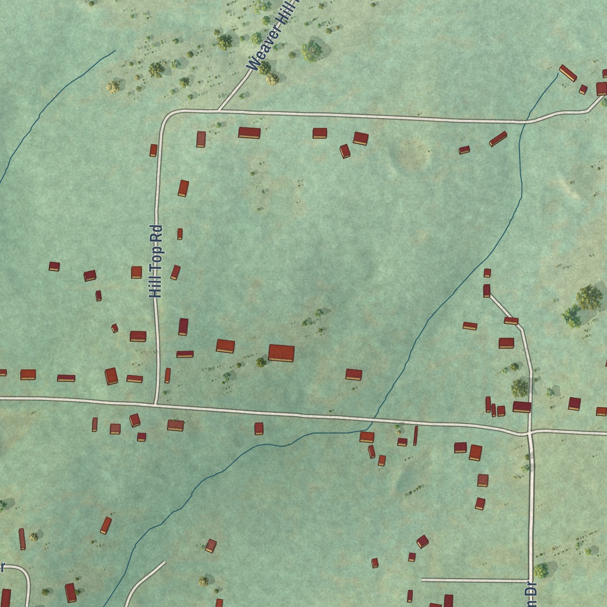 Second close-up of the map of Salado, Arkansas print showing more streets and buildings