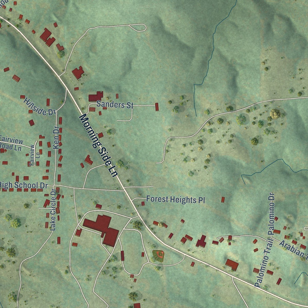 Second close-up of the map of Salem, Arkansas print showing more streets and buildings