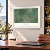Salem, Kentucky map, 18 x 24 inch print in a white frame in a home office