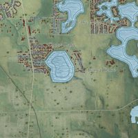 Second close-up of the map of Salem Lakes, Wisconsin print showing more streets and buildings