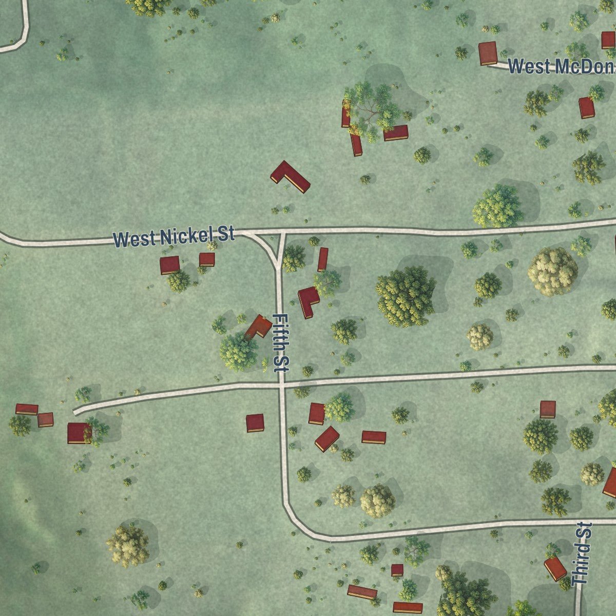 Second close-up of the map of Salem, Nebraska print showing more streets and buildings