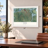 Salem, New Jersey map, 18 x 24 inch print in a white frame in a home office