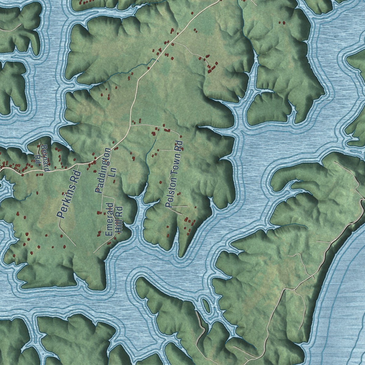 Second close-up of the map of Salem, Russell County, Kentucky print showing more streets and buildings