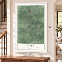Salem, Washtenaw County, Michigan map, 24 x 36 inch print in a white frame by a staircase