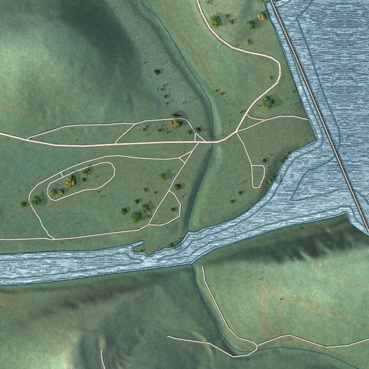 Second close-up of the map of Salesville, Arkansas print showing more streets and buildings