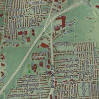 Second close-up of the map of Salina, New York print showing more streets and buildings