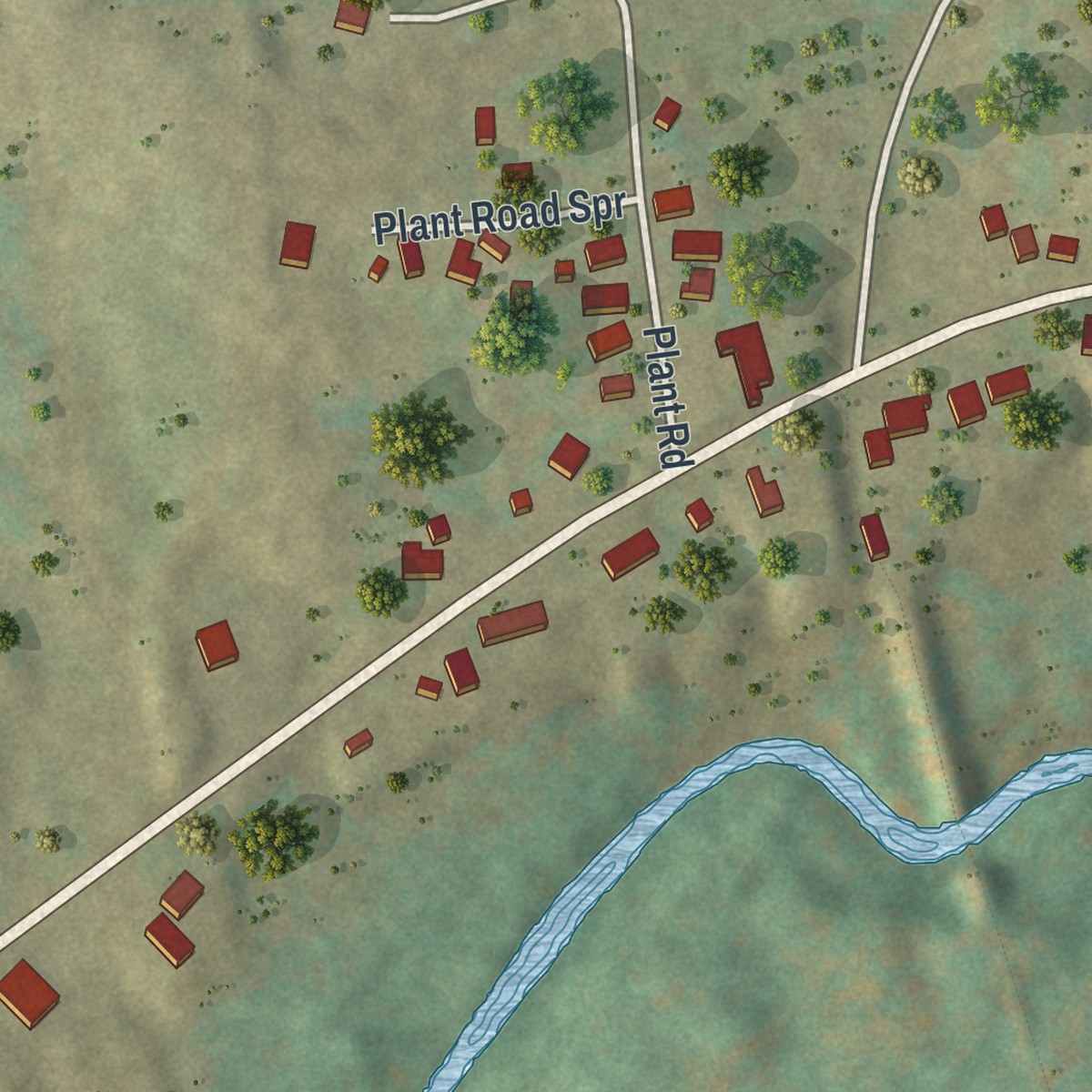 Second close-up of the map of Salisbury Center, New York print showing more streets and buildings