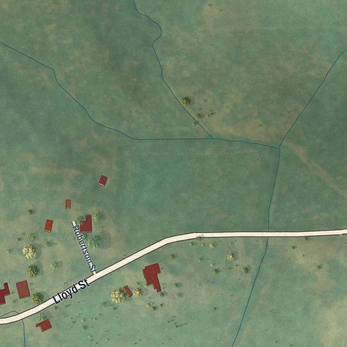 Second close-up of the map of Sallis, Mississippi print showing more streets and buildings