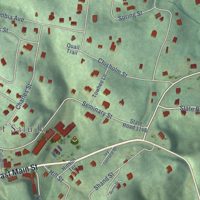 Second close-up of the map of Saluda, North Carolina print showing more streets and buildings