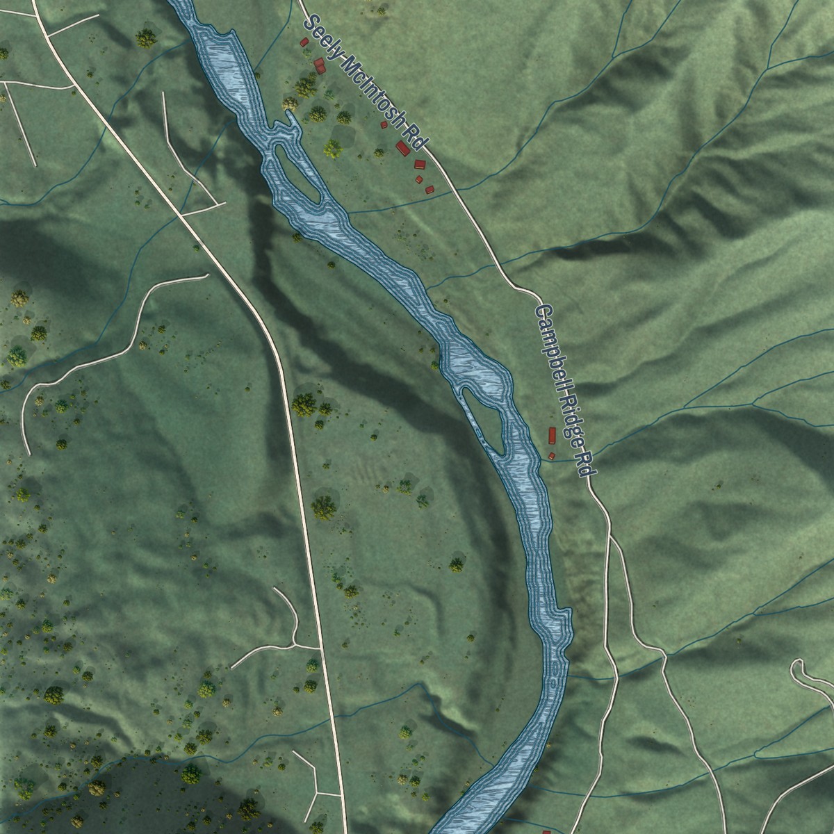 Second close-up of the map of Salyer, California print showing more streets and buildings