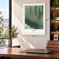 Samak, Utah map, 18 x 24 inch print in a white frame in a home office