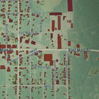 Second close-up of the map of Samson, Alabama print showing more streets and buildings