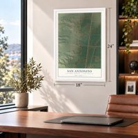 San Antonito, Socorro County, New Mexico map, 18 x 24 inch print in a white frame in a home office