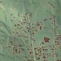 Second close-up of the map of San Augustine, Texas print showing more streets and buildings