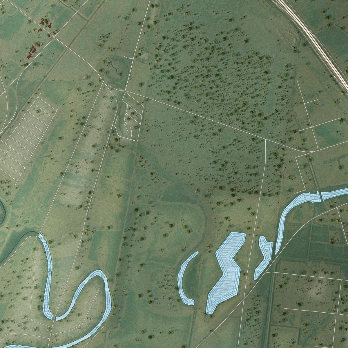 Second close-up of the map of San Benito, Texas print showing more streets and buildings