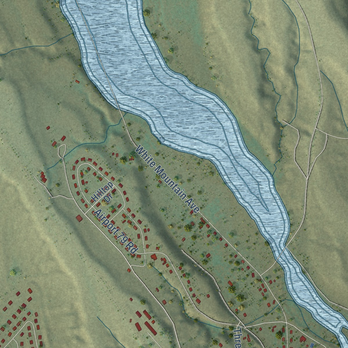 Second close-up of the map of San Carlos, Arizona print showing more streets and buildings
