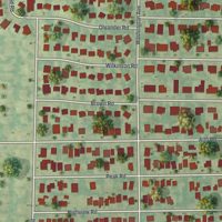 Second close-up of the map of San Castle, Florida print showing more streets and buildings